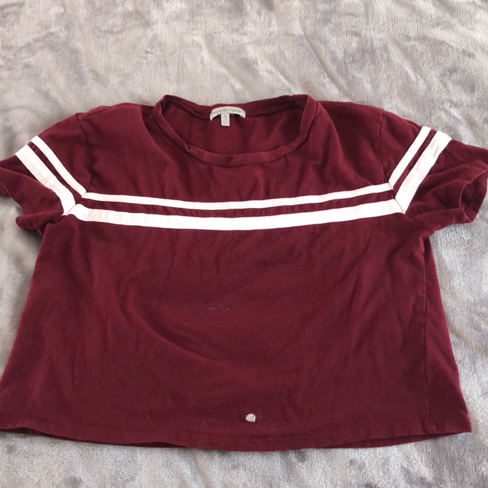 Charlotte Russe Burgundy Stripe Crop Top